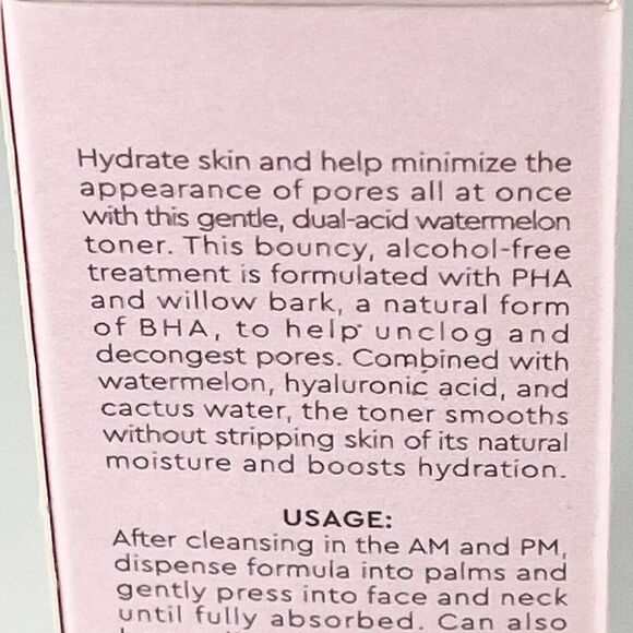 Glow Recipe Watermelon Glow PHA + BHA Pore-Tight Toner 1.35 fl oz 40 mil NIB - Picture 4 of 6